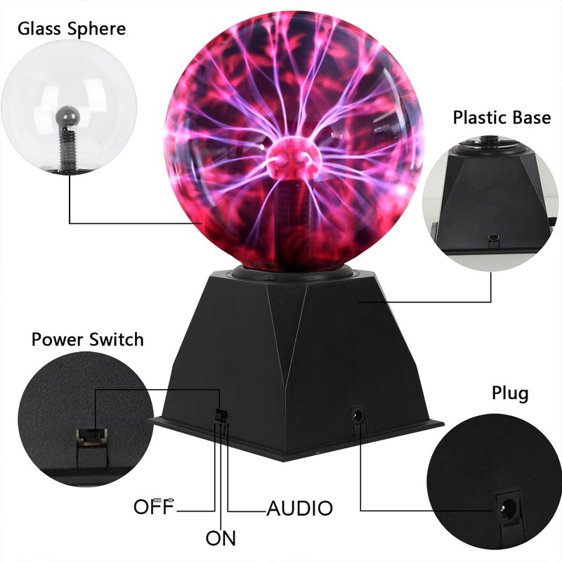 Plasma Ball, 15 cm Magic Sphere Ball Light, Touch and