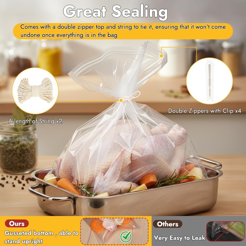 YQL Brining Bags - 4 Pack, 22"x26", Holds Up to