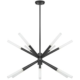 CNRATYE Modern Black Sputnik Chandeliers for Dining Room, 12-Light Height Adjustable Hanging Mid Century Pendant Light Fixture for Kitchen Island Living Room Entryway Bedroom Foyer