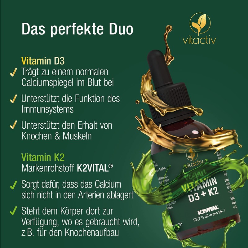 VITACTIV Vitamin D3 K2 Drops - K2VITAL 99.7% all-trans MK-7