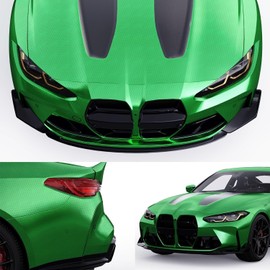 PVUEL Green Carbon Fiber Vinyl Wrap, High Gloss Car Wrap Film, Forged Chrome Aircraft Pattern Auto Interior Stickers Sheets Films Wraps, Bubble-Free for DIY Use 1ft x 5ft