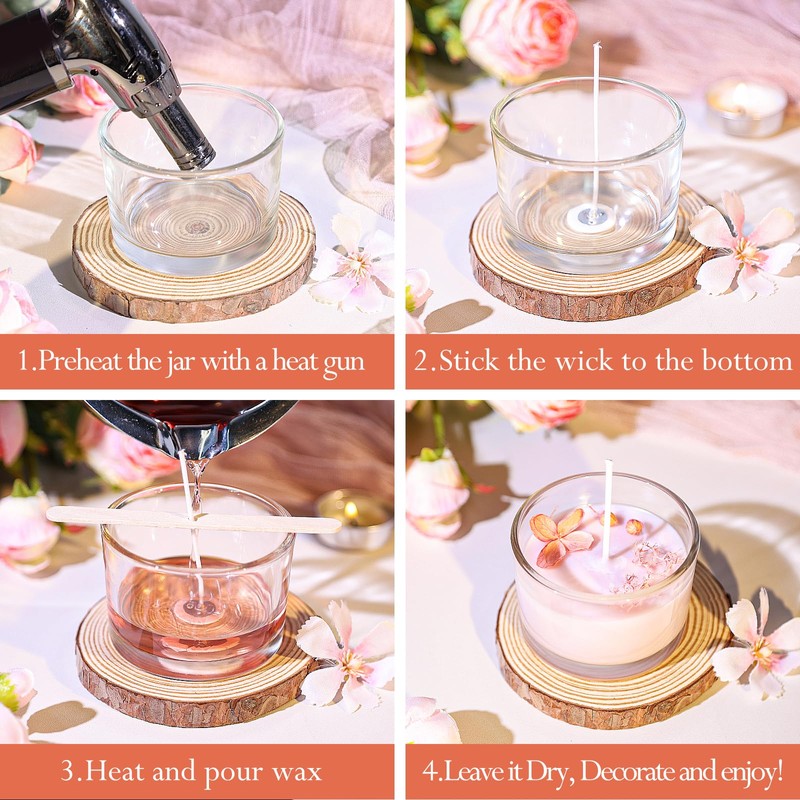 CONNOO 15 Pack 4 OZ Clear Glass Candle Jars with