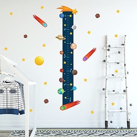 Growth Chart Wall Decals Space and Planets Solar System 33pcs - Kids and Stickers
