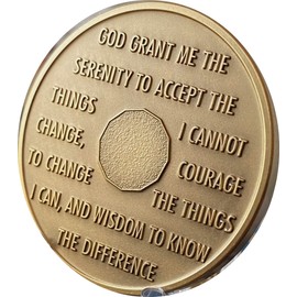 RecoveryChip 1 Year AA Medallion Large 1.5 Inch Heavy Premium Bronze Sobriety Chip
