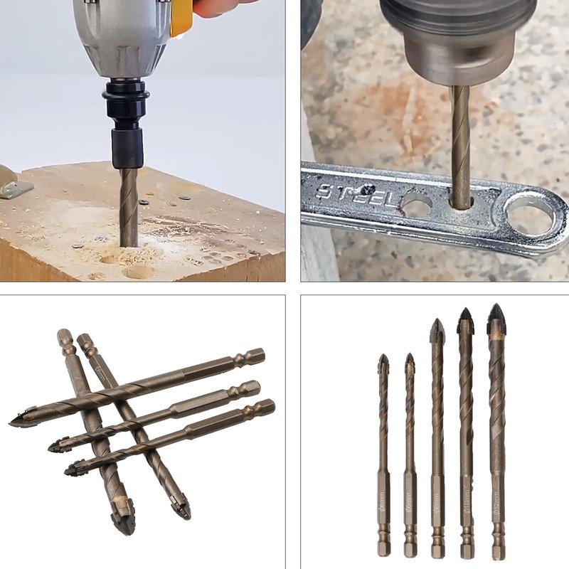 Honkdtyun 5 Count Four Edged Serrated Eccentric Drill Bit Set,New