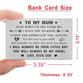 Jzxwan Mum Gifts from Sons, Unique Steel Mum Birthday Christmas Wedding Mother's Day Wallet Card from Son, Thank You Mum Gifts from Son, Love My Mum Presents
