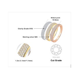 JewelryPalace 14K Yellow Rose Gold Plated 925 Sterling Silver Ring Sets, 3pcs Simulated Diamond CZ Stackable Ring Anniversary Eternity Bands for Women, Cubic Zirconia Promise Rings for Her Size 5