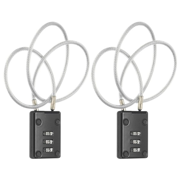 PATIKIL 3 Digit Cable Combination Lock, 2 Pcs Cable Lock