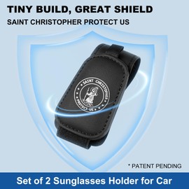 2 Pack Saint Christopher Medal for Car Visor Clip, Catholic Gift for New Driver, Upgrade Magnetic Leather Sunglasses Glasses Eyeglasses Visor Holder Clip