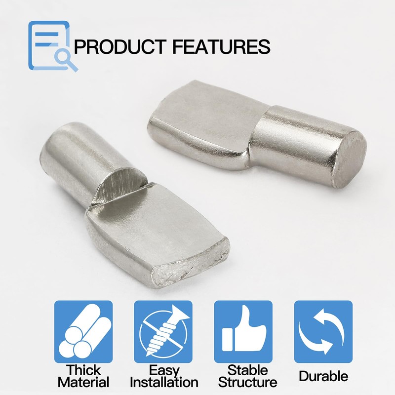 Jamiikury Shelf Pins Pegs Spoon Shaped, Silver Shelf Holders Pegs,