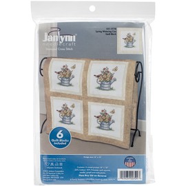 Spring Watering Can Quilt Blocks Stamped Cross Stitch