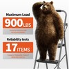4 Step Ladder, DIAMONDFORGE Folding Step Stool with Tool Platform,