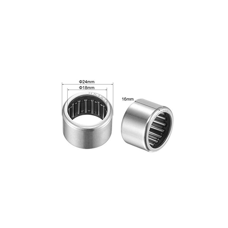 sourcing map HK1816 Needle Bearing 18mm Bore 24mm Outer Diameter