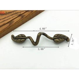 Vintage Style Leafy Drawer Pull Dresser Handles Leaf Dresser Pulls Cabinet Knob Hardware for Kitchen Bedroom Bathroom 4 Pieces (Hole spacing 76mm)