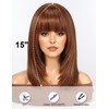 WOKESTAR Staright Wig with Fringe Synthetic Mid-length Layered Wigs for