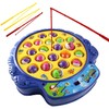 Haktoys Fishing Game Toy Set with Rotating Board | Now with Music On/Off Switch for Quiet Play | Includes 21 Fish and 4 Fishing Poles | Safe and Durable Gift for Toddlers and Kids