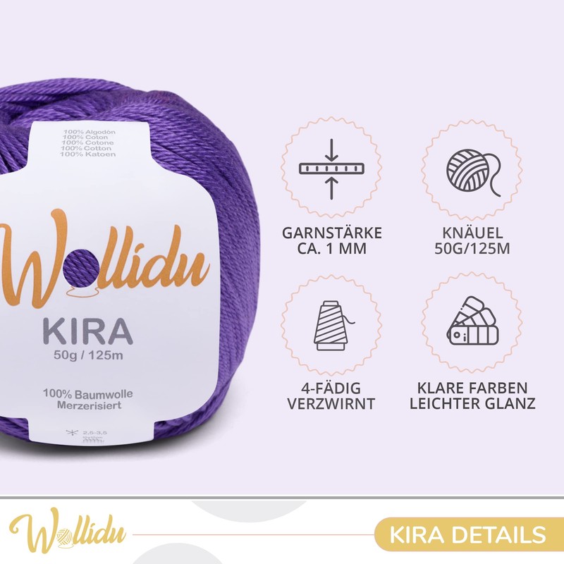 Wollidu Kira 100% Cotton for Knitting and Crocheting 4 x