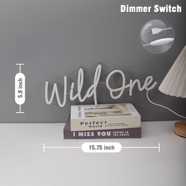 Britrio Wild One Neon Light Sign for Baby Shower Girl Boy One Year Birthday Party Supplies 1st Anniversary Wedding Decoration Safari Jungle Theme Backdrop Banner Gift LED Wall Decor 5V USB Warm White