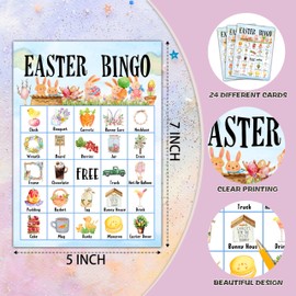 Foosproea Easter Bingo Cards, Easter Bingo Games for 24 Players, Easter Games for Family Friends Large Group Activities, Easter Party Favors Supplies Decorations(19)