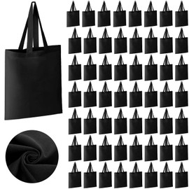 Roowest 60 Pcs Christmas Employee Appreciation Gifts Cotton Canvas Tote Bags Bulk Reusable Grocery Shopping Cloth Bags for DIY Staff Thank You Gifts(Black)