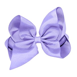 WD2U Girls 6" Classic Style Boutique Grosgrain Hair Bow French Clip Barrette (Lavender)