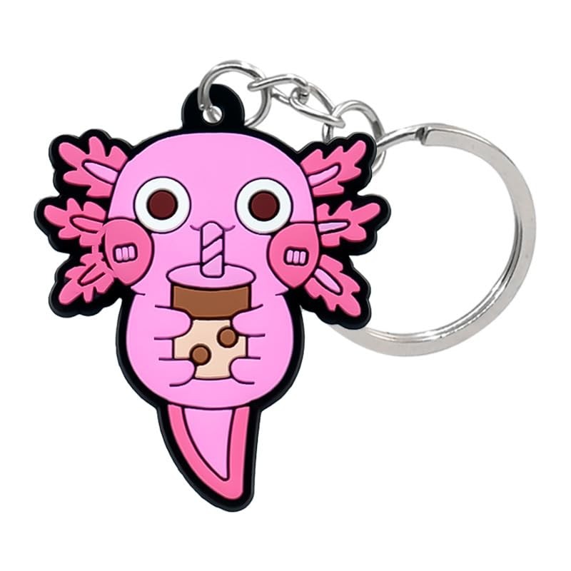 POYAMUSE Adorable Silicone Axolotl Keychain Set - Noodle Lover and