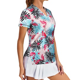 Golf Clothes Women Ladies Polo Shirts Workout Moisture Wicking Athletic Shirts Polo V Neck Yoga Tops Red 2XL