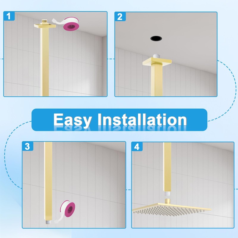 Drettyer Ceiling Mount Shower Arm with Flange 20 Inches Square
