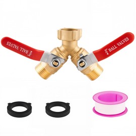 Garden Hose Splitter 2 Way Heavy Duty - Solid Brass Hose Y Splitter with Stainless Steel Long Handle, 3/4" GHT Thread for High Flow Rates & Leak-Free Connection
