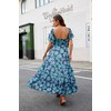 ABYOVRT Women Floral Maxi Dress Short Puff Sleeve V Neck