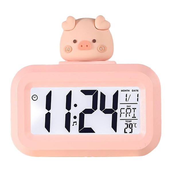 Cute Cartoon LED Screen Desktop Electronic Alarm Data Time Temperature