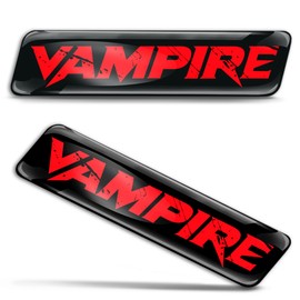 Biomar Labs 2 x 3D Gel Silikon Aufkleber Stoßstange Aufkleber Abziehbilder Emblem Tuning für Auto Motorrad Helm Fahrrad Schwarz Rot Vampire KS 112