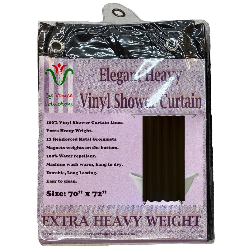 Venice Collections Elegant Heavy Duty Vinyl Shower Curtain Liner with
