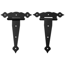 Set of 2 ZONADAH Garden Shed Door Hinge Heavy Duty T Hinge with Straps 8" Rustproof T Hinges Gate Barn Forged with Screws for Gates Sheds Doors Windows