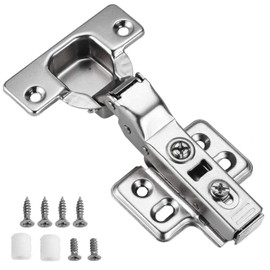 KIMDOT 2PCS Half Overlay Frameless Soft Close Concealed Cabinet Hinges Clip on Plate Quick Detach European Hinge