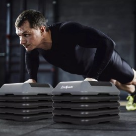 SEGAWE 2PCS 16'' Fitness Aerobic Step Club Cardio Adjust Exercise Stepper w/ 4 Risers