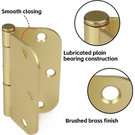 Haidms 24 Pack Satin Brass Door Hinges 3.5 Inch Bifold Gold Door Hinges with 5/8" Radius Corner for Heavy Duty Removable Pin Interior Doors