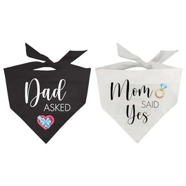 Dad Asked Mom Said Yes Dog Bandana, Wedding Engagement Photos Prop, Dog Bandana for Bridal Shower Wedding, Pet Scarf Accessories Gift for Dog Lovers, 2Pack