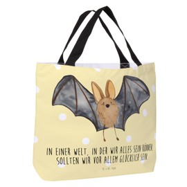 Mr. & Mrs. Panda Shopper Bat Wings Gift Animal Motifs School Bag Shopping Bag Good Mood Animals Bag Funny Sayings Carry Bag Beach Bag, yellow