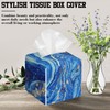 OHEGBXE Blue and Gold Liquid Marble Tissue Box Cover Square,