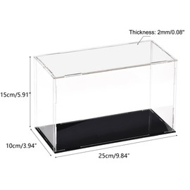 TA-VIGOR Clear Acrylic Display Case, 25 x 10 x 15 cm Assembleable Cube Storage Box Organizer Stand Dustproof Protection Display Case with Black Base for Collectibles