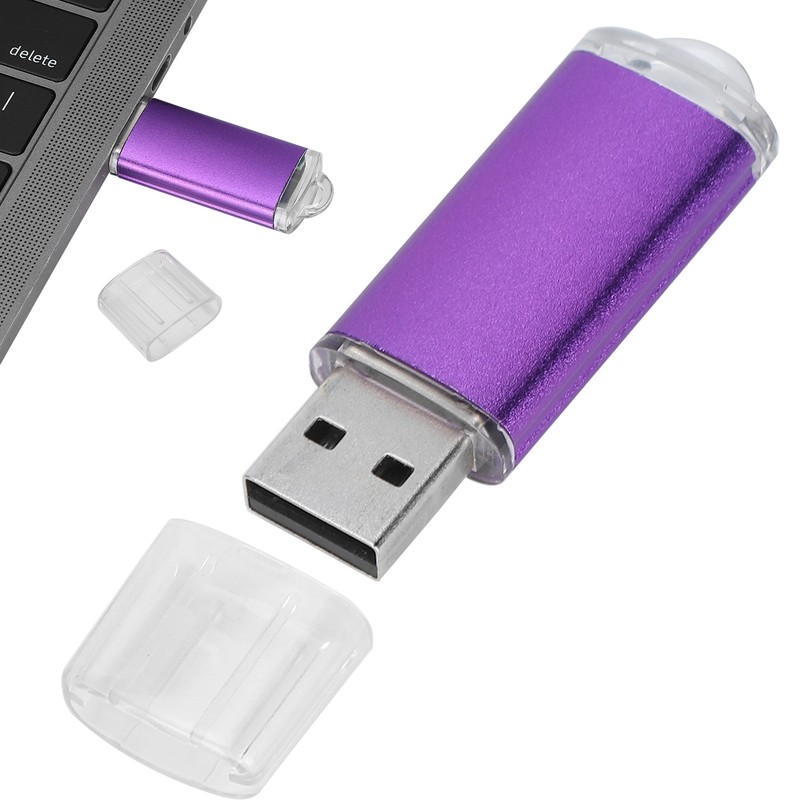USB Flash Drive Transparent Cover Purple Portable Storage Memory Stick