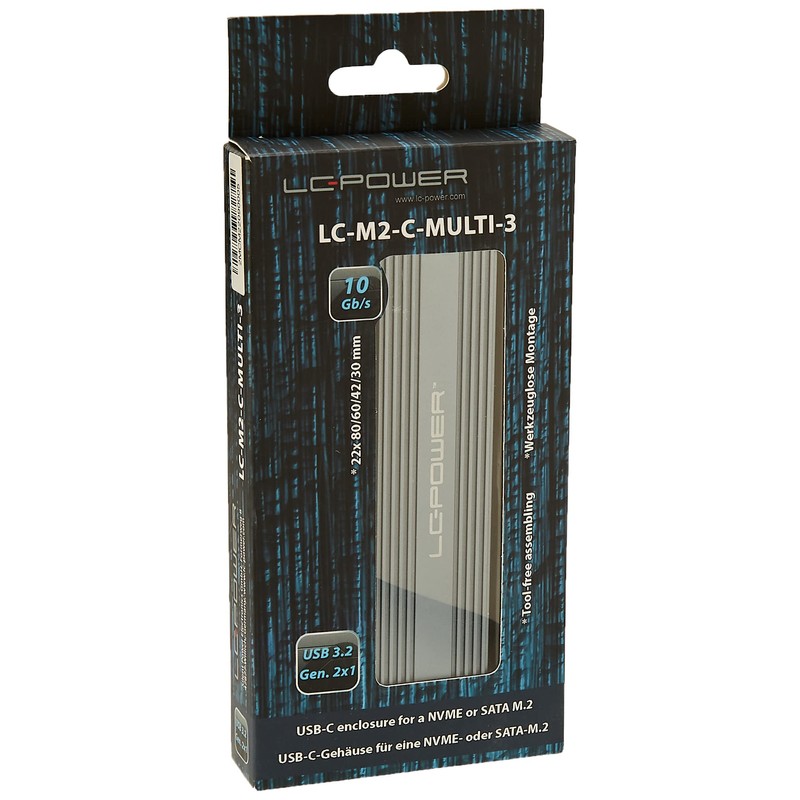 LC-Power M,2 LC-M2-C-MULTI-3 USB3.2M 2SSD Enclosure (NVMe and SATA)