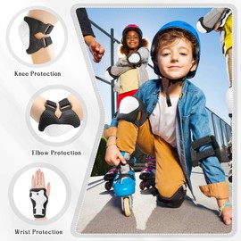 Kids Sports Protective Gear Set,6 PCS Knee Pads Elbow Pads Wrist Guard for 3-8 Yeasr Old Kids Skateboard Inline Roller Skating Biking Riding Scooter (White)