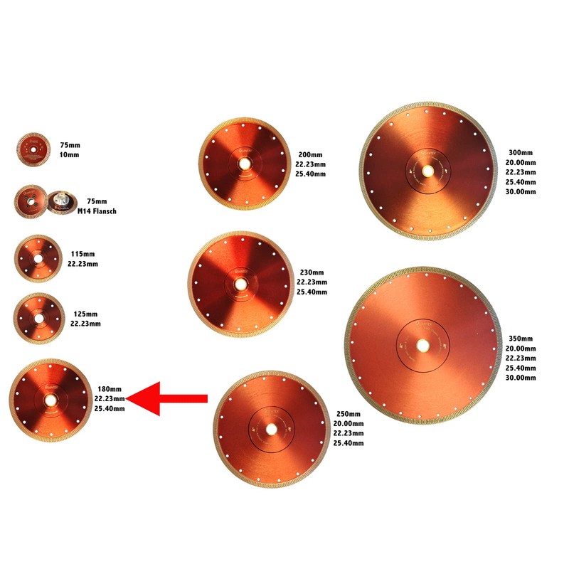 QUANTEX Diamond Cutting Disc, 180 x 22.23 mm, for Ceramic