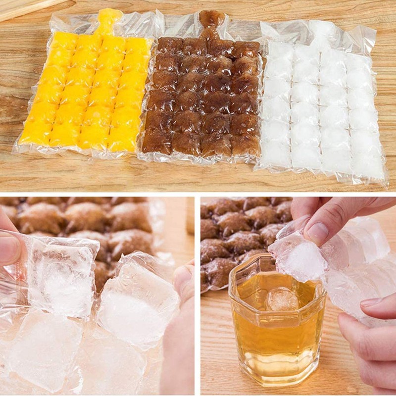 100 Bags Disposable Ice Cube Bags,Stackable Easy Release Ice Cube
