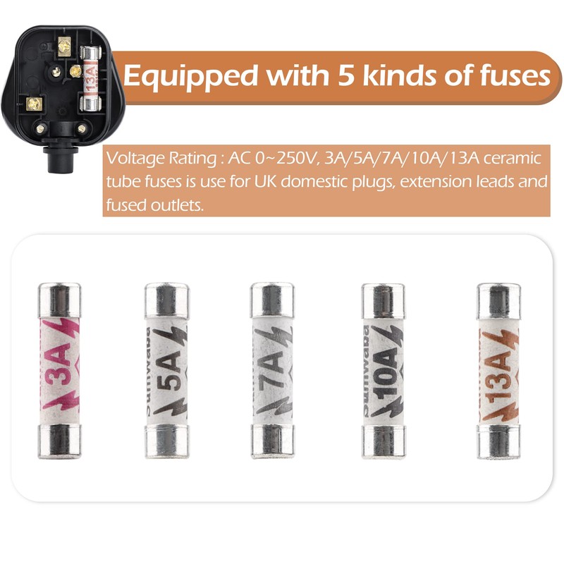 2 Pack 3 Pin Plug UK 13 Amp Plugs Fused