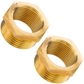 Poppstar Brass Reducer Male Thread 1 Inch to Female Thread 3/4 Inch with Hexagonal Pack of 1