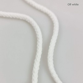Neotrims Hoodie Drawstring Cotton Cord,6mm Round with Metal Toggle Ends,Stoppers.Lacing Pull String for Sweatshirts,Pants,Joggers,Corset Leggings Apparel. Off White, 5yds Cord Only