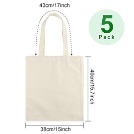 CHRORINE Cotton Canvas Tote Bags Reusable Grocery Shopping Bags，for DIY Craft, Drawing, Gift, Grocery, Activity (5, Beige)